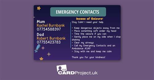 My Epilepsy Card for Kids (REAR)